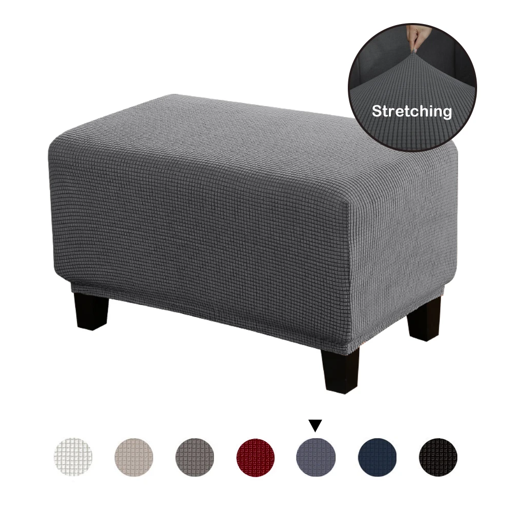 

Fleece Elastic Ottoman Slipcover Rectangle Footstool Cover Stretching Chair Sofa Foot Rest Stool Cover Footrest Case Protector