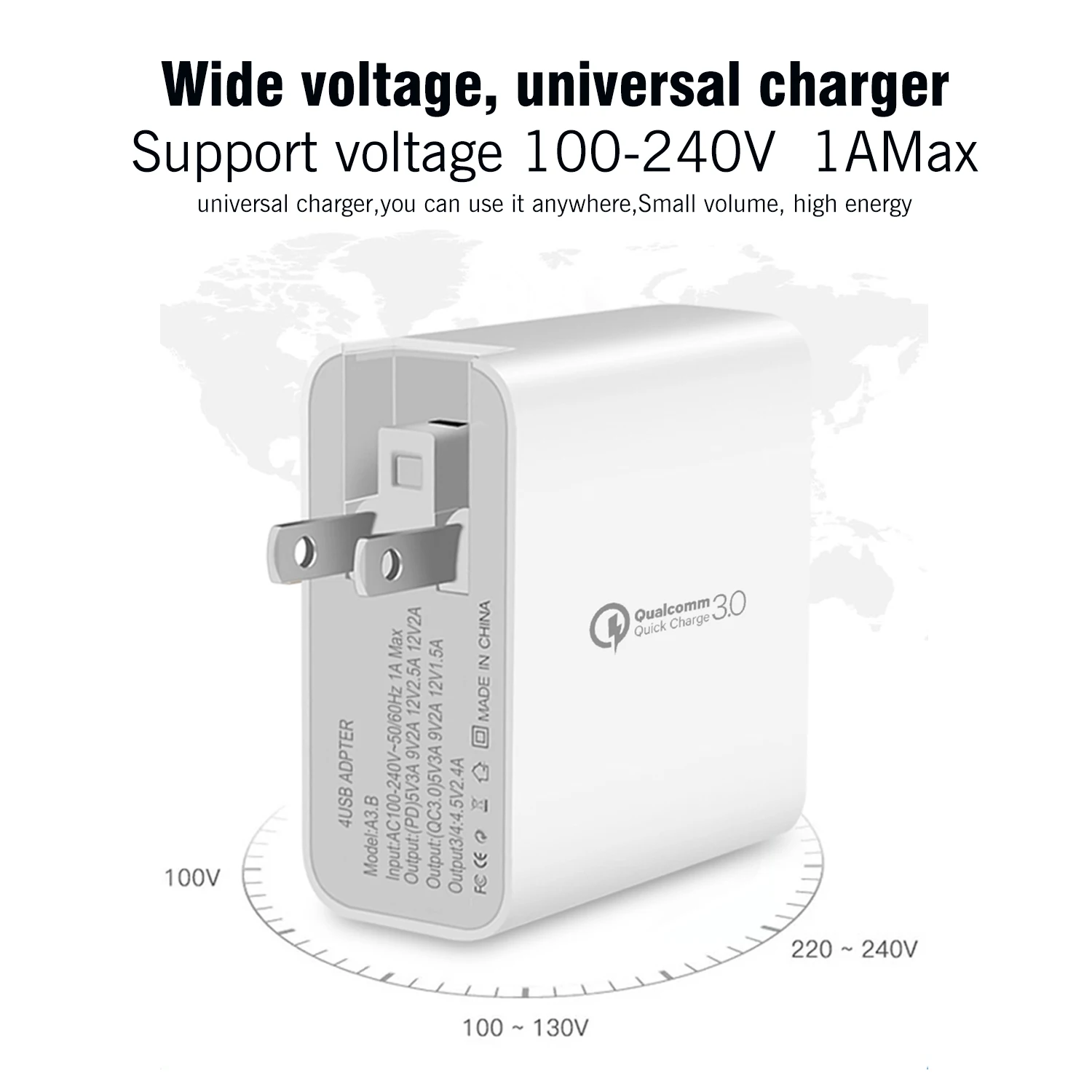 48 Вт 4 порта GaN Fast Charger с PD Type C USB 3.0 Интерфейс 2.0 Адаптер питания для быстрой зарядки