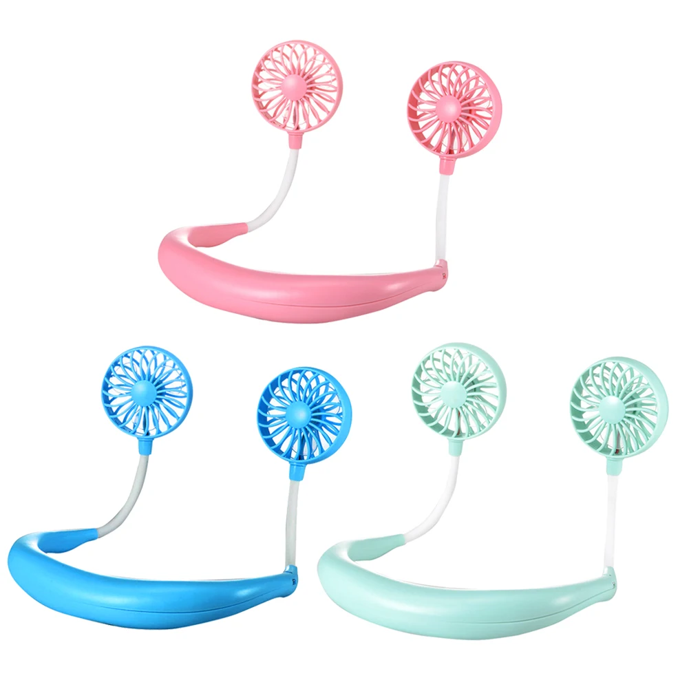 

USB Rechargeable Neck Hanging Fan Summer Household Small Fan Portable Air Cooler Outdoor Travel 360 Degree Rotation Adjustable