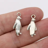 10pcs tibetan silver plated penguin charms pendants for jewelry making bracelet earrings diy handmade 23x10mm