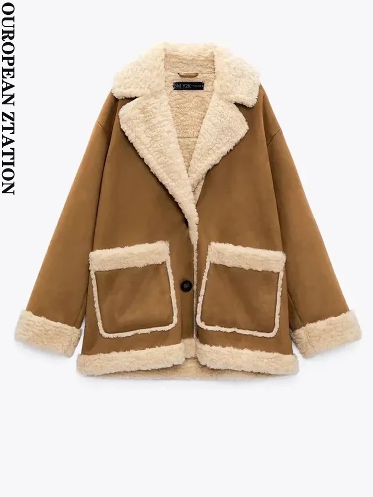 Женское модное плотное теплое двухстороннее пальто из искусственной овчины 2021
