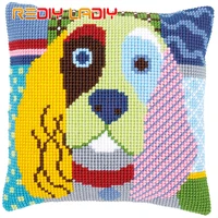 cross stitch cushion cover modern dog pillow case pre printed canvas acrylic thick yarn crafts cross stitch needlepoint kits