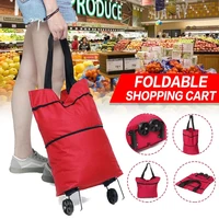 2021 foldable shopping trolley cart foldable reusable eco large waterproof bag luggage wheels non woven market bag pouch