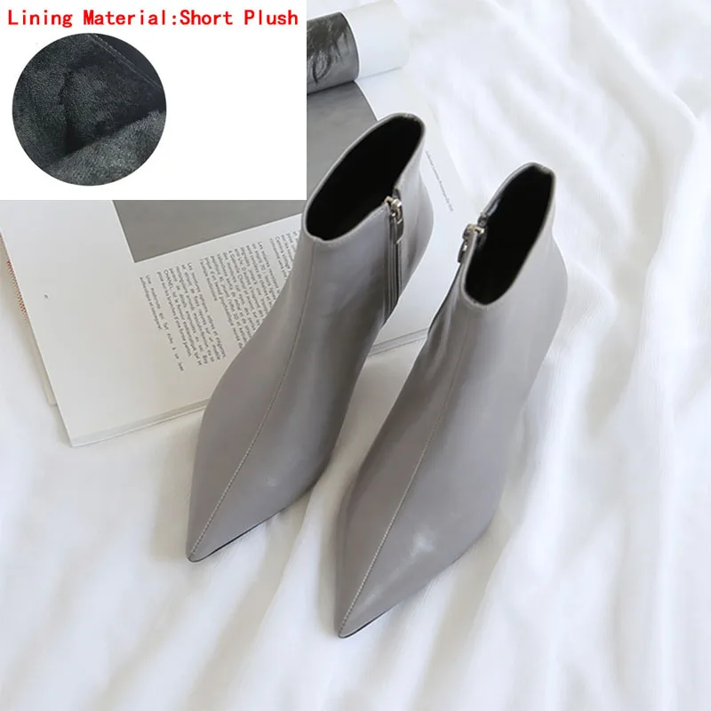 Gray(heels 8cm) Новые Стильные Ботинки martin с острым носком на высоком каблуке; сезон осень-зима белые ботинки кожаные ботинки женские ботинки весенняя обувь на танкетке - Цвет: Gray(heels 8cm)