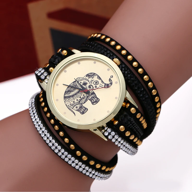 Новые модные повседневные женские наручные часы с рисунком слона Плетеный