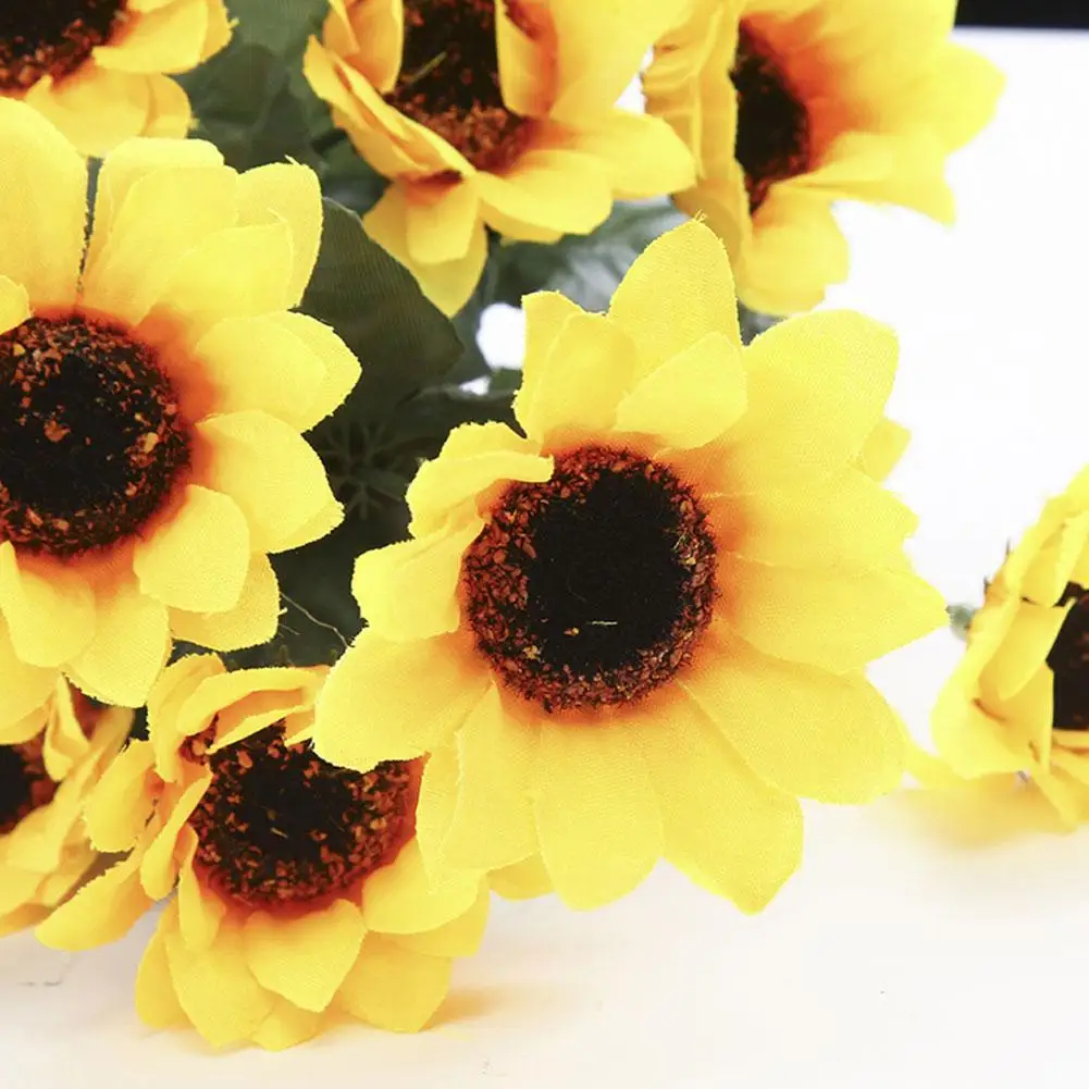 1 букет желтых шелковых подсолнухов искусственные цветы для вечерние ринки