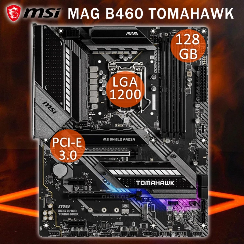 

Материнская плата игровая LGA 1200 MSI MAG B460 TOMAHAWK DDR4 2933 МГц PCI-E 3,0 M.2 10-го поколения Intel CPU Intel B460 Placa-MOM 1200 б/у