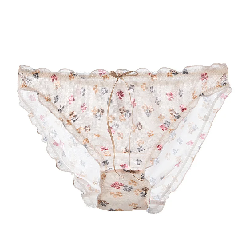 Дышащие кружевные Хлопковые женские трусики с принтом маргариток сексуальное