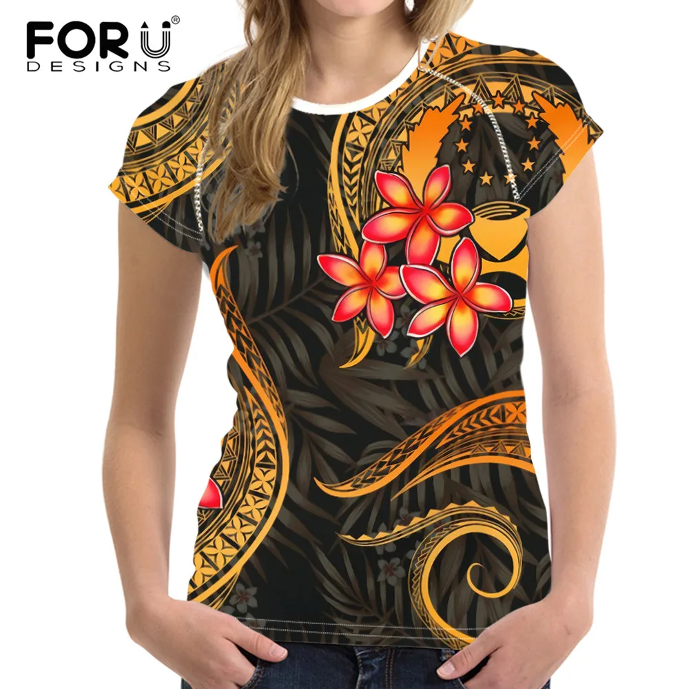 Фото FORUDESIGNS Pohnpei/женские футболки с этническим принтом Летние модные дышащие женские