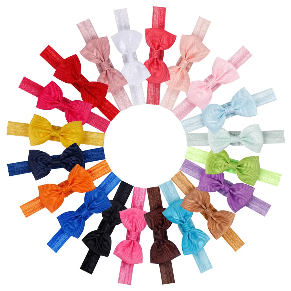 

20pcs/set Cute Bow Tie Headband Hair band DIY Handmade Grosgrain Ribbon Elastic Hairband Baby Kids Hair Accessories