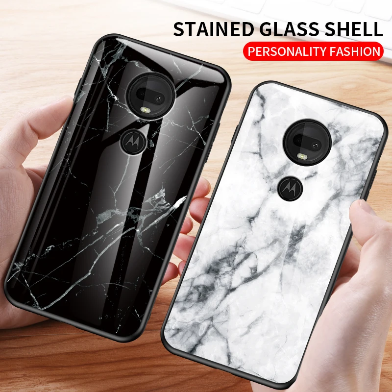 marble glass case for motorola g7 play plus tempered glass phone cover for moto g7 power one zoom coque fundas free global shipping