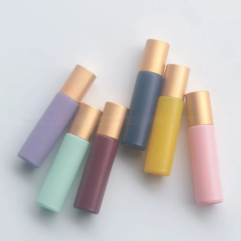 

1X 10ML Thick Macaron Glass Essential Oils Roll On Bottle Metal Roller Ball for Perfume Aromatherapy