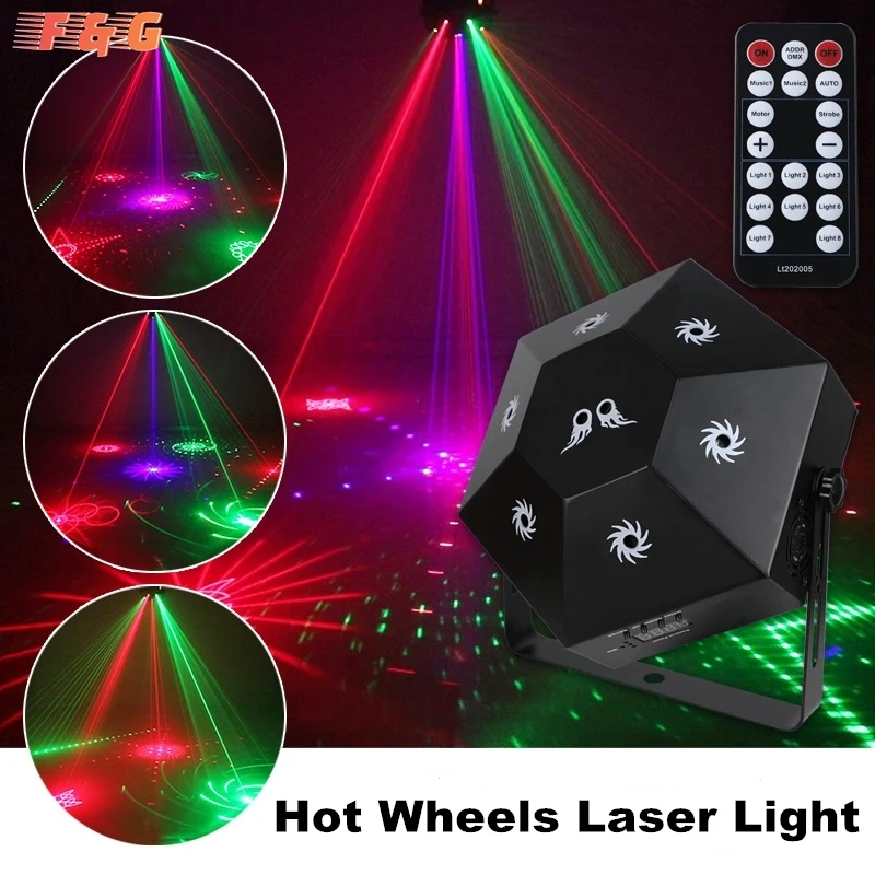 

Hot Wheels 8 Eyes Laser Light RGB With DMX512 Voice Control Strobe For DJ Disco Stage Wedding Party Dance Floor Indoor Projector