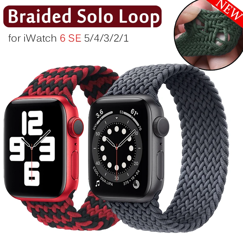 

Braided Solo Loop Nylon fabric Strap For Apple Watch band 44mm 40mm 38mm 42mm Elastic Bracelet for iWatch Series 6 SE 5 4 3