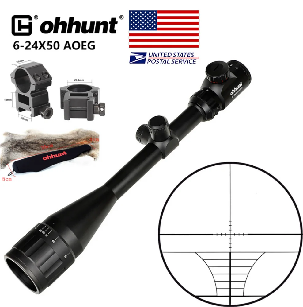 

SHIP FROM USA ohhunt Guardian 6-24X50 SF Tactical Optical Sight 1/2 Half Mil Dot Glass Reticle Hunting Scope