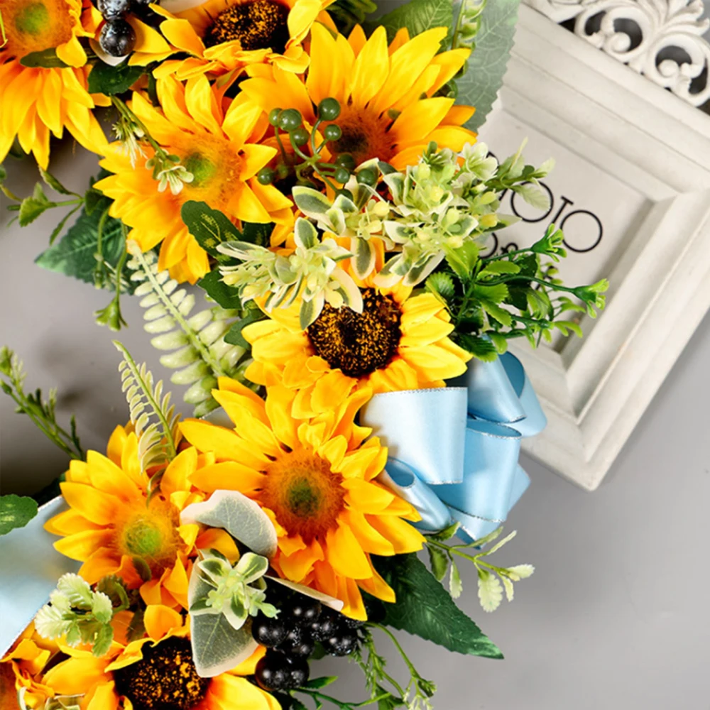 

Sunflower Bee Wall Hanging Decoration 40cm Wreaths Vintage Indoor Colorful Romantic Wedding Photo Props Ornaments Outdoor Door