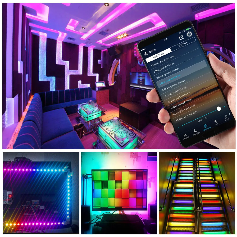 WS2812B Pixel LED Strip USB Smart APP Bluetooth Music Controller Kit Individually Addressable RGB Light 28Keys Remote | Освещение