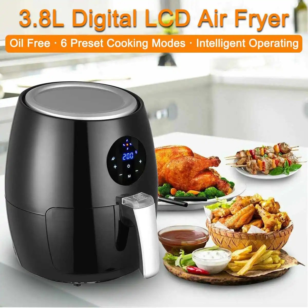 1400W Мощность воздуха фритюрница без масла Электрический Airfryer 5.2L сенсорный Экран