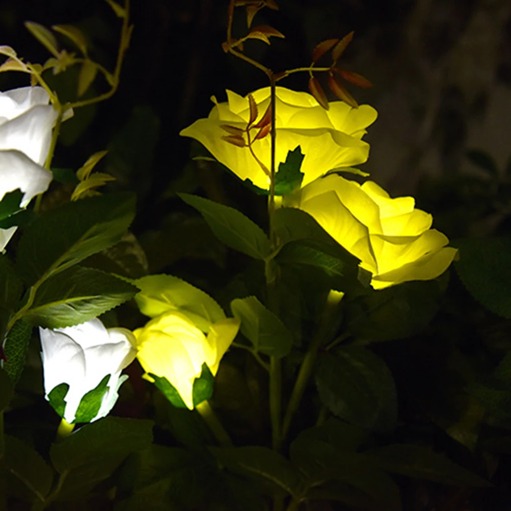 

Outdoor Solar Chrysanthemum Rose Lily Light LED Garden Simulation Flower Lawn Light Plug in the Ground Garden Decor Landscape