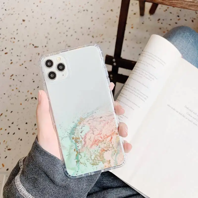 

Gradient Marble Texture Glitter Phone Case Transparent for iPhone 11 12 mini pro XS MAX 8 7 6 6S Plus X 5S SE 2020 XR