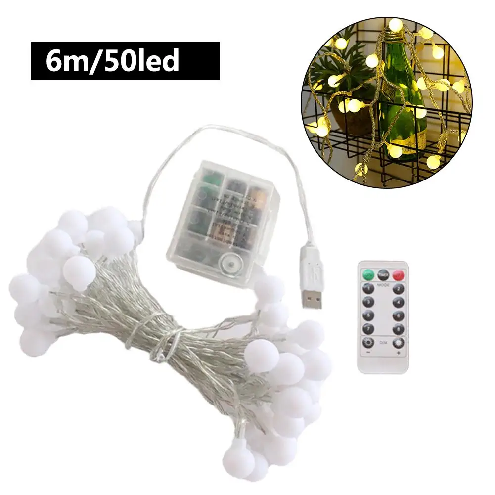 6m 50led warm white Usb 50/100 светодиодный гирлянда-гирлянда, гирлянда, подсветка, гирлянда, водонепроницаемая, Рождественская, уличная, дистанционное управление, свадебное освещение - Испускаемый цвет: 6m 50led warm white