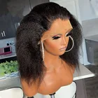 Натуральный черный 12-дюймовый короткий прямой безклеевой парик Yaki со шнуровкой спереди и детскими волосами для женщин, повседневный парик плотностью 180%