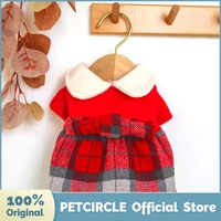 petcircle dog puppy clothes red plaid doll collar woolen dress pet cat fit small dog all season pet cute costume dog cloth skirt