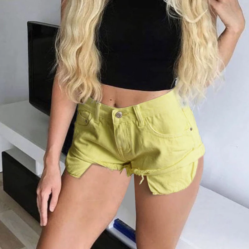 Шорты женские джинсовые прямые с завышенной талией пикантные повседневные