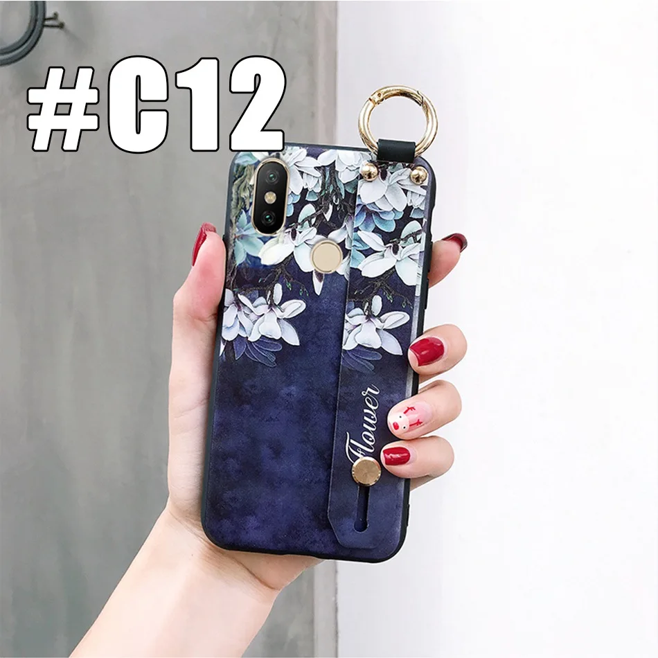 C12 AXBETY для iPhone 11 Pro 7 6 XR 8 Plus XS MAX Модный цветочный мультяшный шнурок петля подставка чехол для телефона для iPhone X 8 6 Plus чехол - Цвет: C12