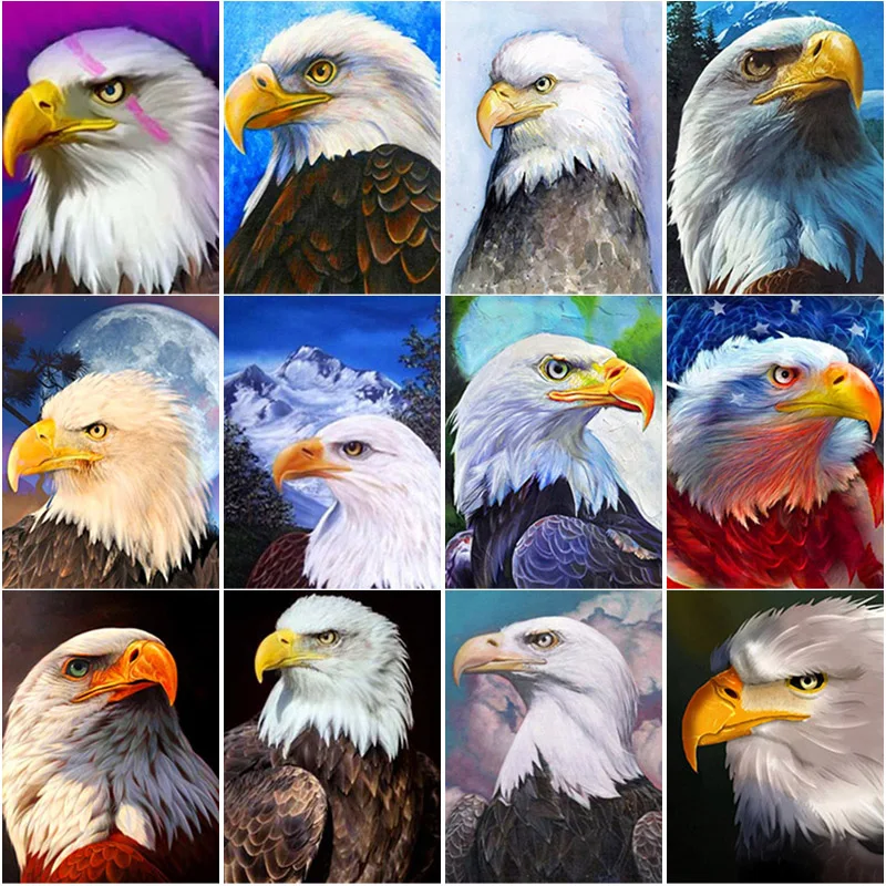

New 5D DIY Diamond Painting Bald Eagle Diamond Embroidery Animal Cross Stitch Full Square Round Drill Crafts Art Home Decor Gift