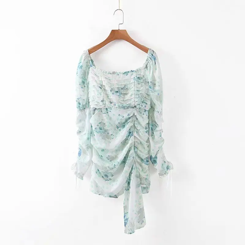 LJPZ85-9158 в европейском и американском стиле с рукавами-буф для девочек пояс