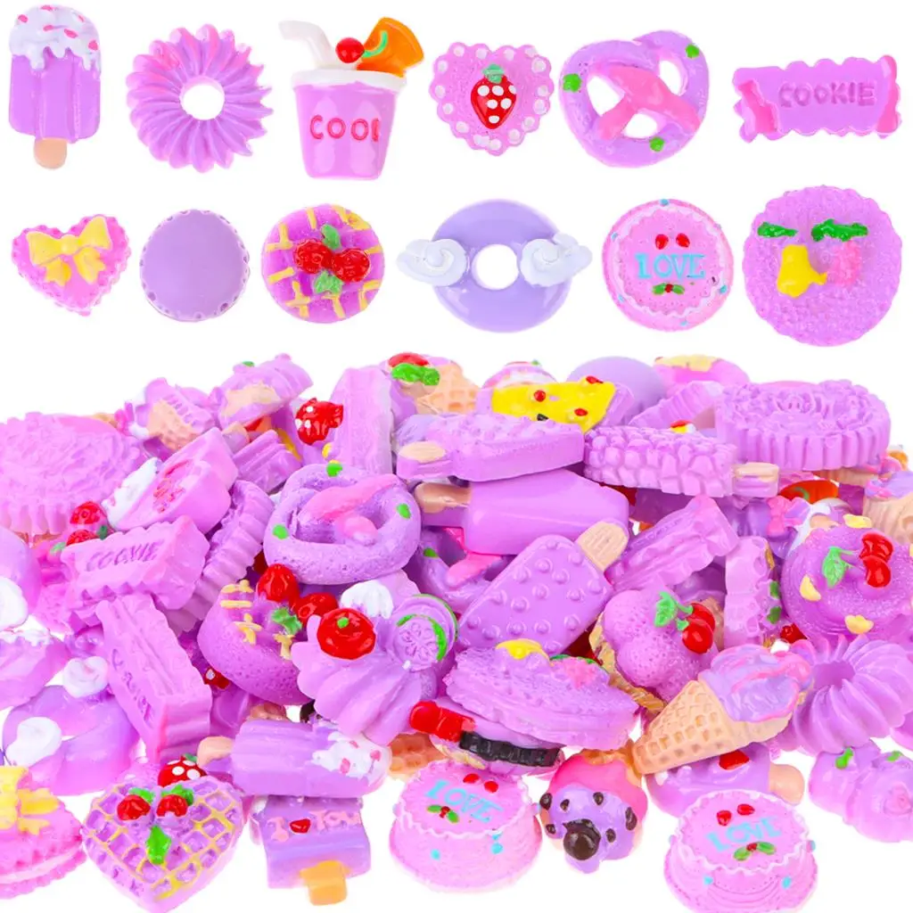 

100pcs DIY Slime Filling Cream Gel Charms Mobile Phone Shell Lollipop Pack Candy Resin Candy Charms Blessing Bag Accessories