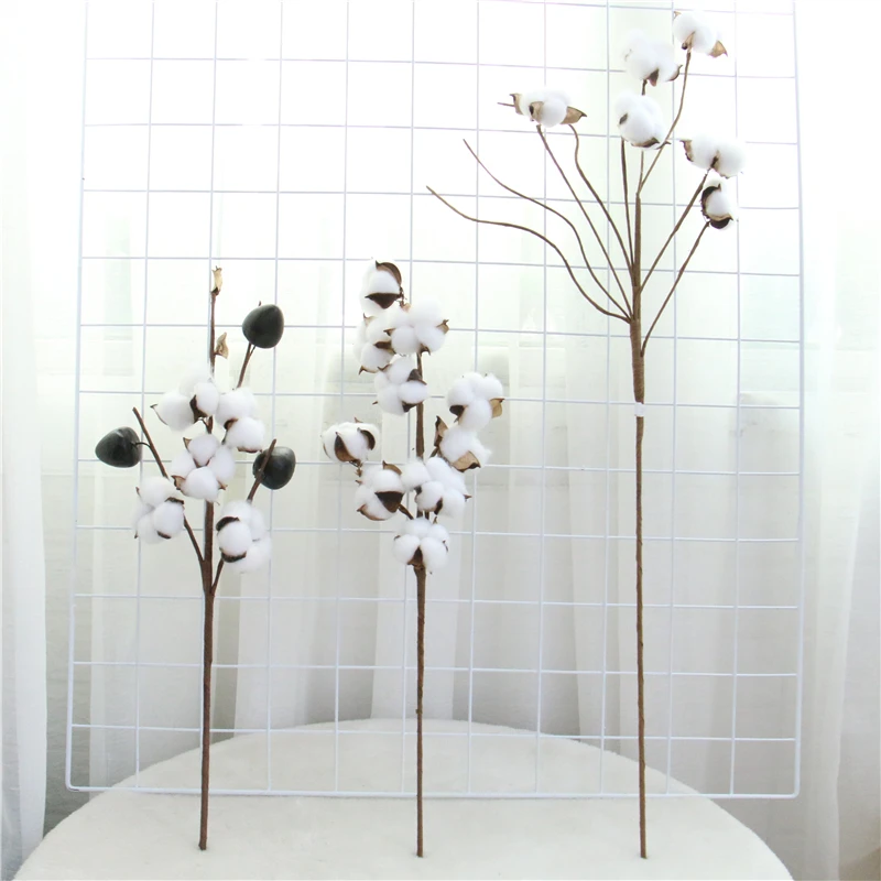10 головок натурального хлопка ветви Искусственные цветы домашнего декора