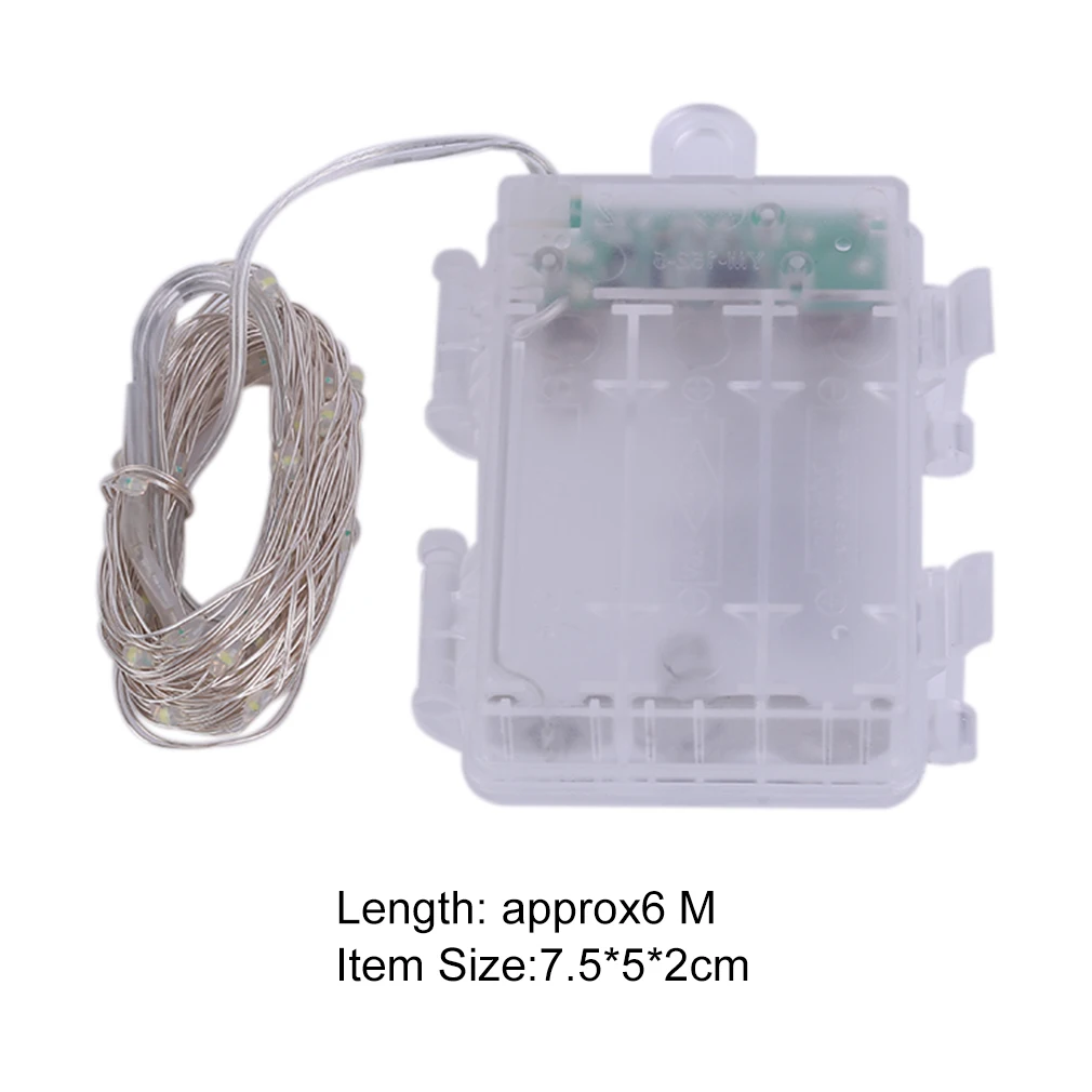 

6m LED Bright Silver Wire String Light Fairy Christmas Party Decor Lighting 3AA Battery Box with 8 Function Remote Control