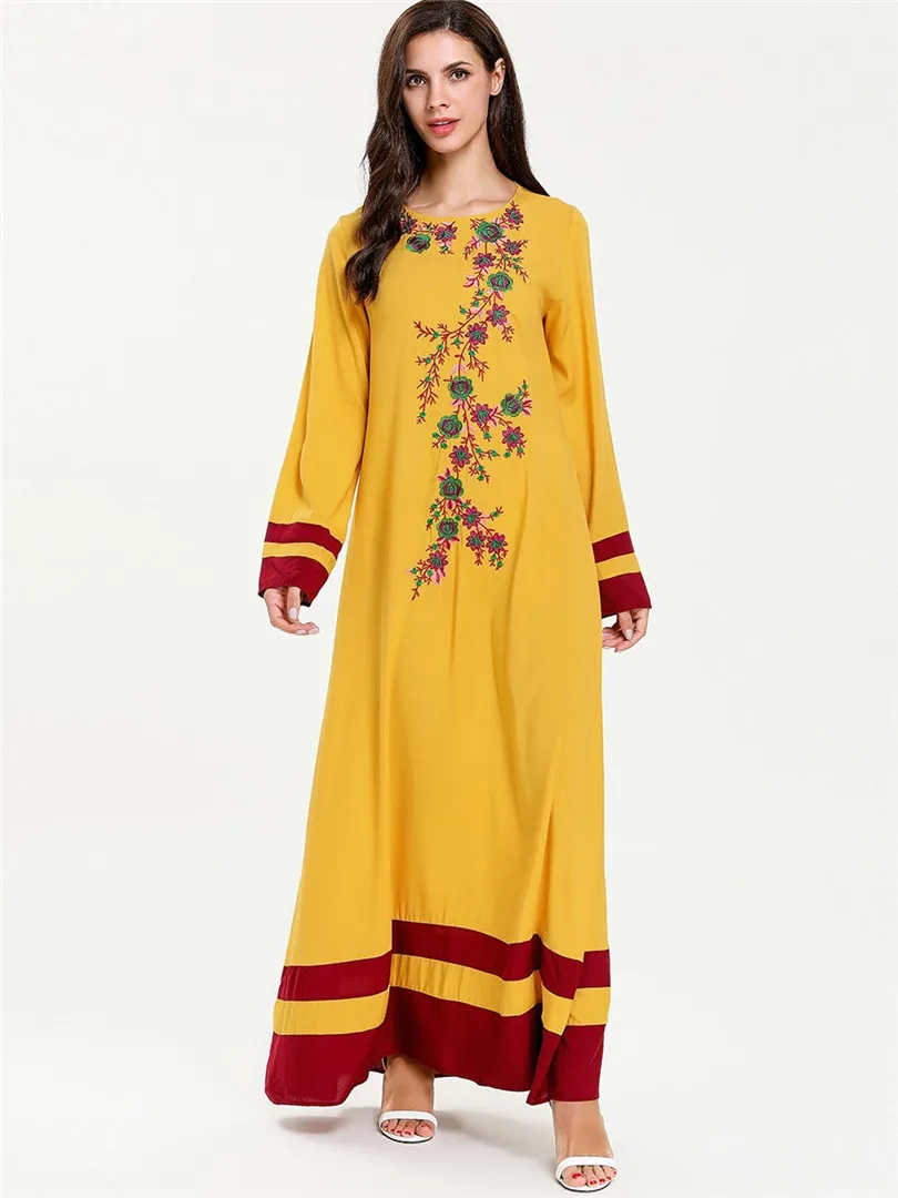 2019 плюс размер мусульманские платья модные женские с длинным рукавом принтом