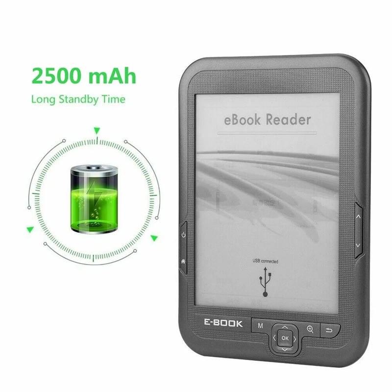 

6 Inch 16GB Ebook Reader E-Ink Capacitive E Book Light Eink Screen E-Book E-Ink E-Reader MP3 with Case, WMA PDF HTML