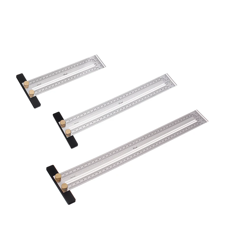 

Stainless Steel Precision Marking T Ruler Hole Positioning Measuring Ruler Woodworking Scriber Scribing Tool 200/300/400mm