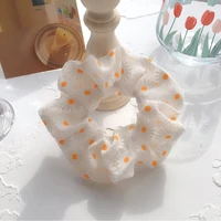 ins wind retro small daisy hair ring french girl retro large intestine hair ring floral fabric hair rope sen hair accessories