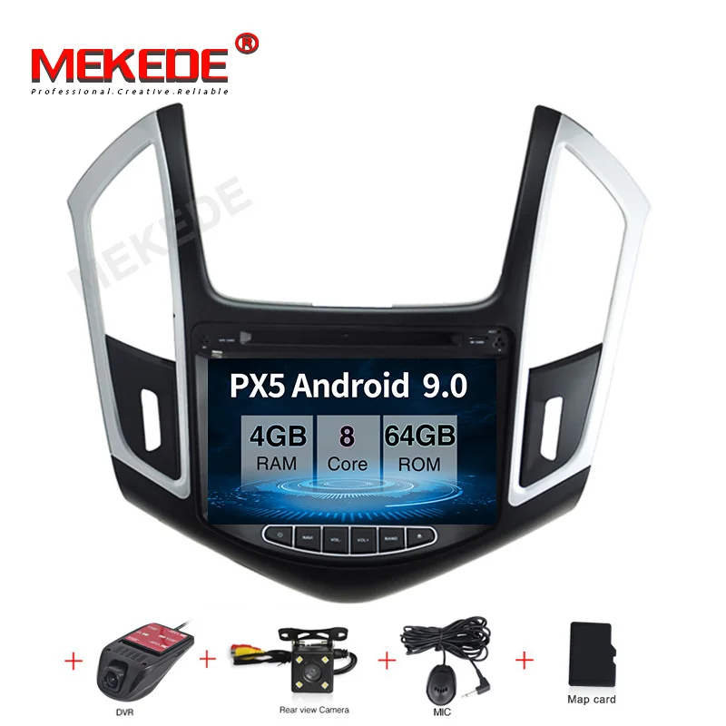 MEKEDE Android 9,0 px30 Автомобильный мультимедийный плеер для 2013 Chevrolet Cruze gps Navi 2din Автомагнитола с сенсорным экраном головное устройство - Цвет: 64G dvd camera DVR