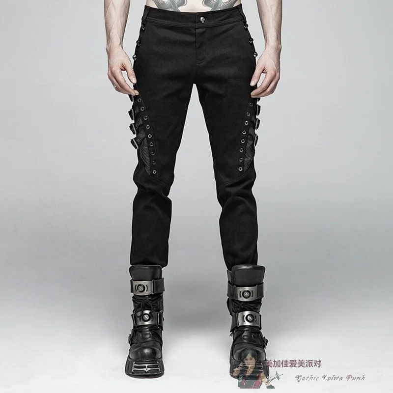 

Панк рейв стиле стимпанк готика Сращивание мужские повседневные универсальные брюки в стиле Темный Рок wk365