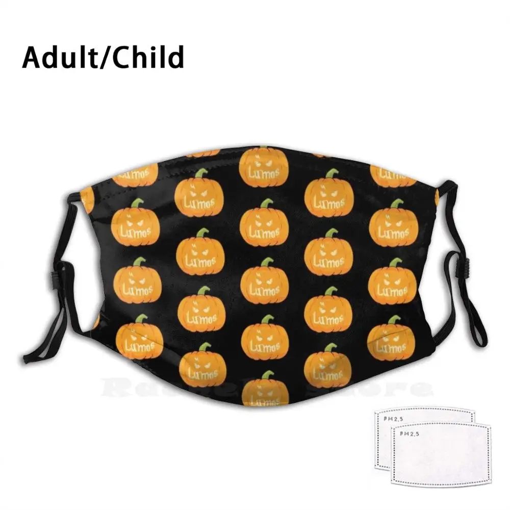 

Моющаяся маска для лица с принтом тыквы на Хэллоуин, Пылезащитная, с фильтром, Lumos, Lumos, Maxima, Jack O, фонарик, резная тыква, милая