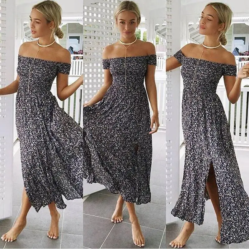 Женские бальные Платья с цветочным принтом и высокой талией летнее платье макси