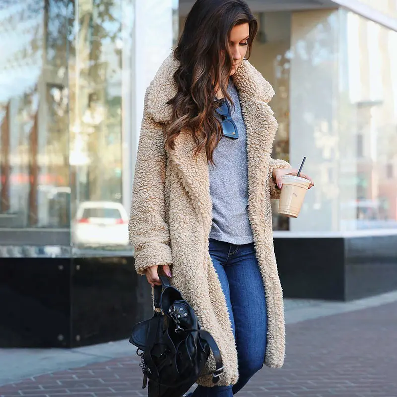 

Autumn Winter Jacket Female Coat Fleece Coats Casual Outerwear Warm Soft Cardigan Fur Jackets Female Clothes 2020 Solid Color