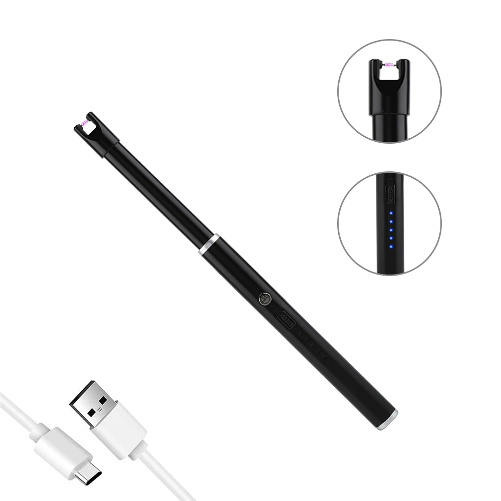 Длинная электрическая перезаряжаемая USB кухонная Зажигалка Ветрозащитная