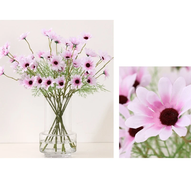 

10 Bouquets 5 Heads Artificial Calliopsis Flowers Fake Silky Coreopsis with Stem