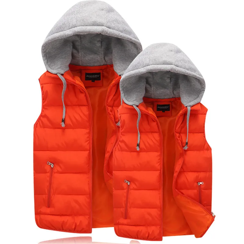 

Women Sleeveless Jacket Winter Plus Size Black Hooded Female Slim Vest Women's Windproof Warm Waistcoat Outwear