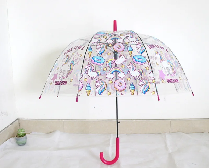 Детский зонтик в форме единорога Прозрачные Зонтики Детские лазерной стильная