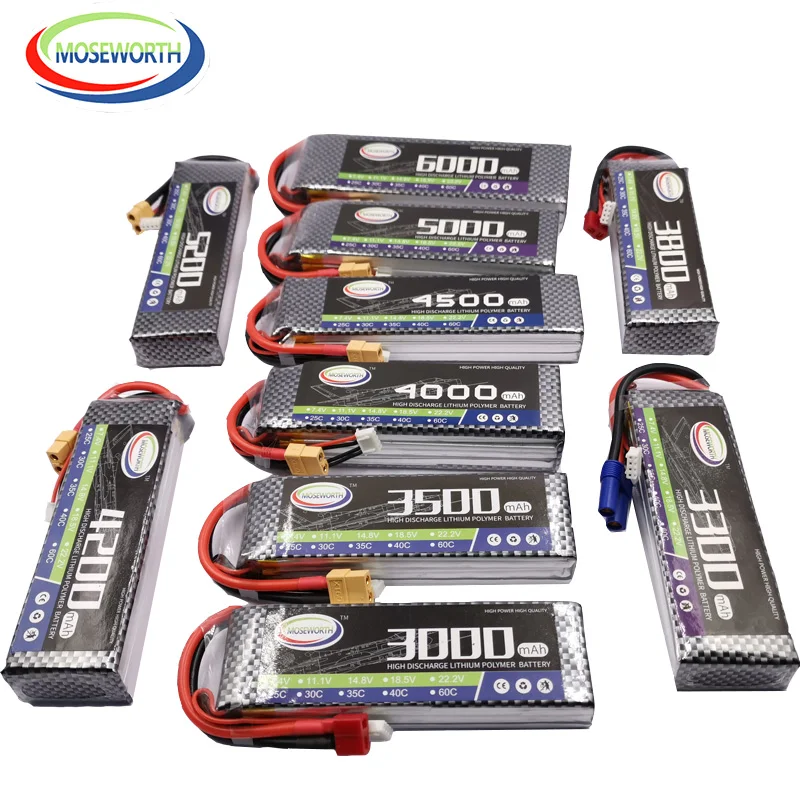 Аккумулятор LiPo 2S 3S 4S 6S 7 4 V 11 1 14 8 22 2 1300 1500 1800 2200 3500 4200 mAh 30C 40C 60C для радиоуправляемых