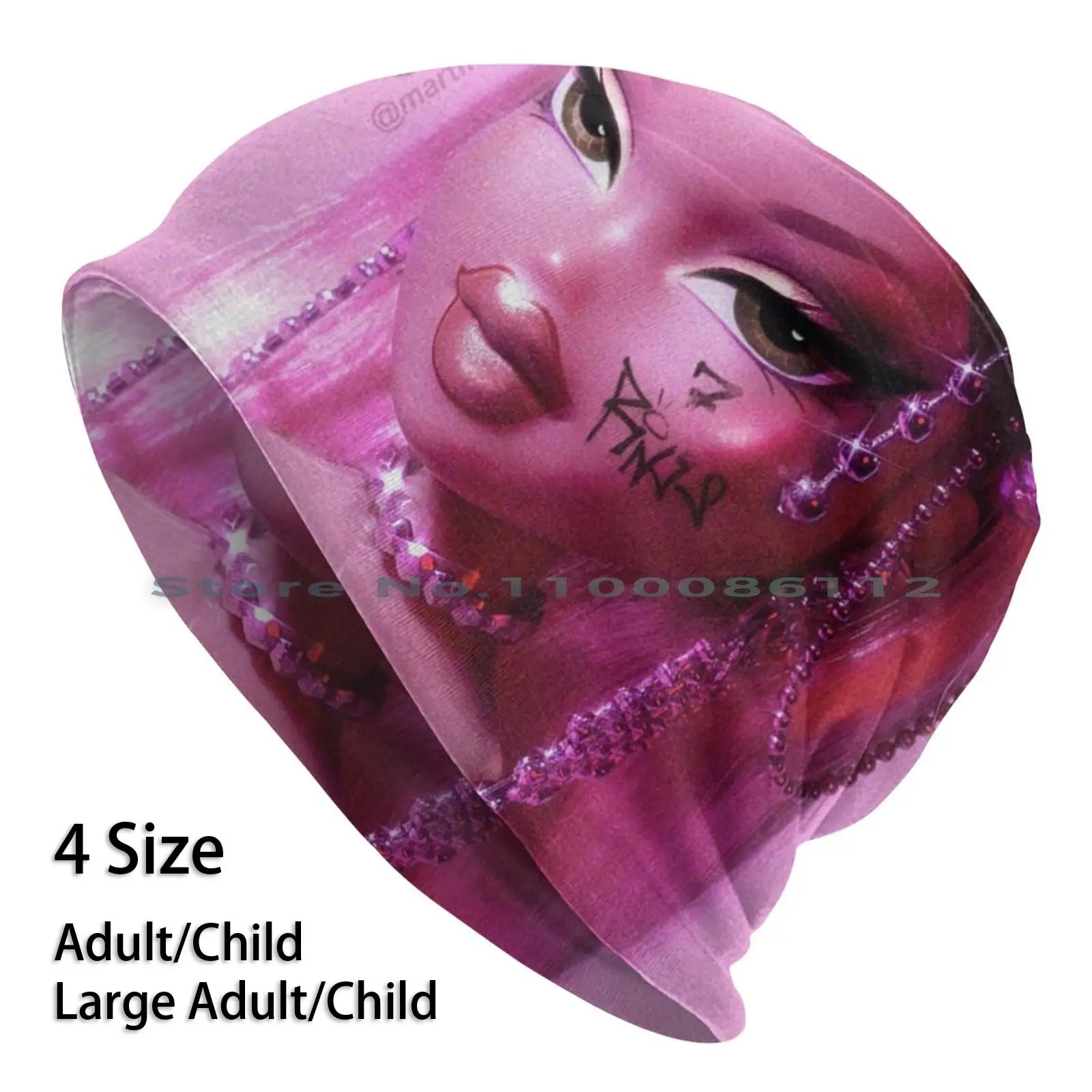 

Вязаная шапка без козырька, 7 колец, Y2k, 2000s