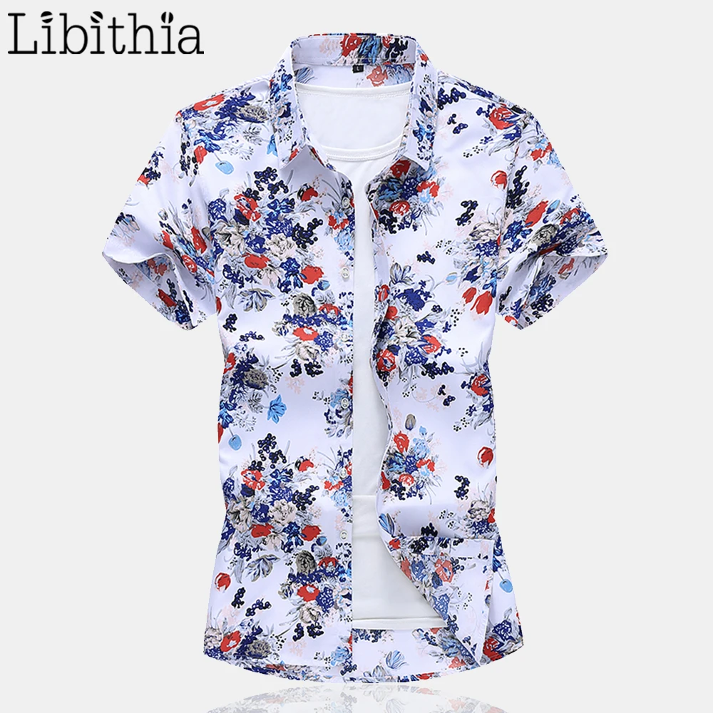 

Men's Floral Dress Shirts Casual Summer 2020 New Arrival Short Sleeve Buttons Large Size M-7XL Clothes Male R013